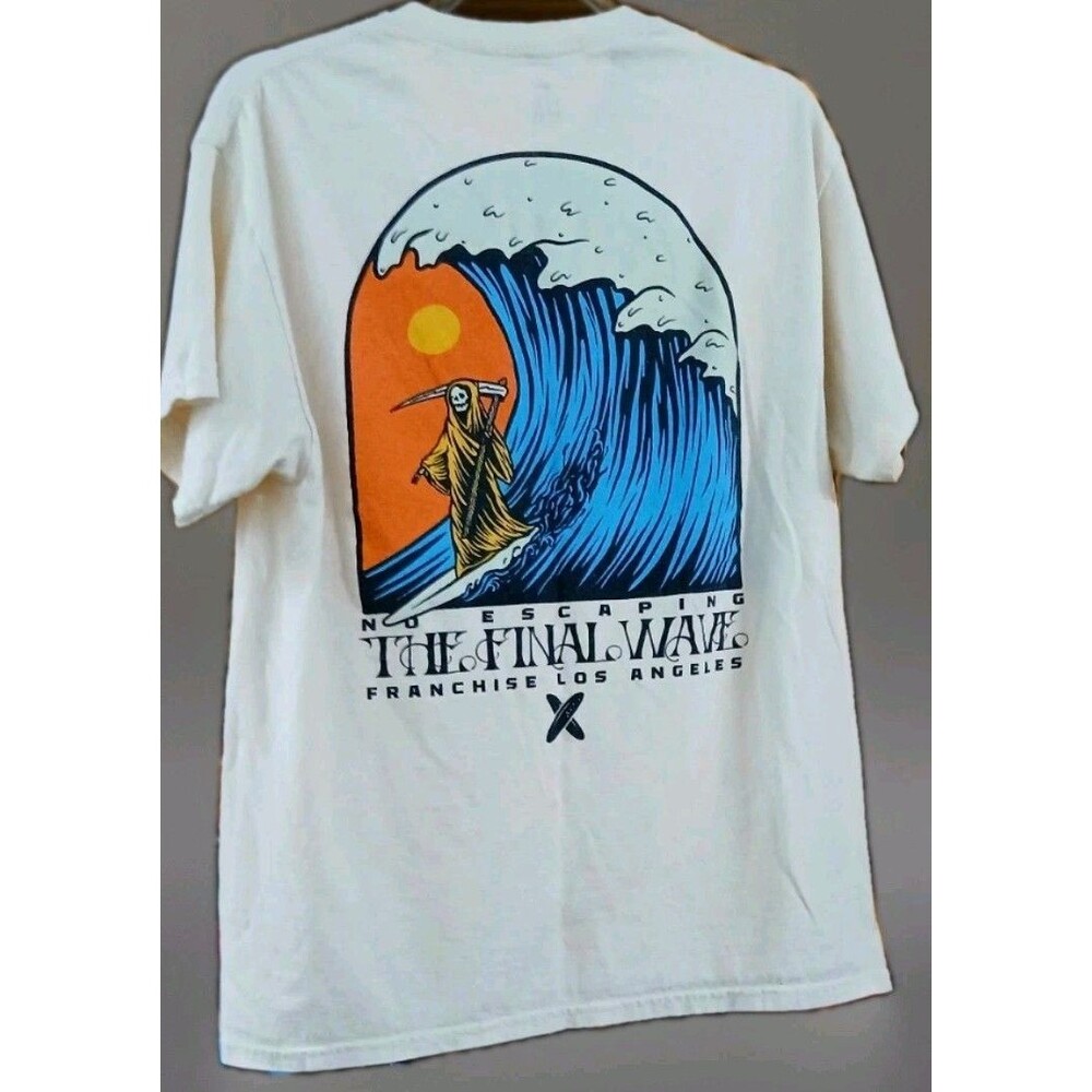 Franchise LA Final Wave Graphic Tee L Grim Reaper Surf Streetwear EUC